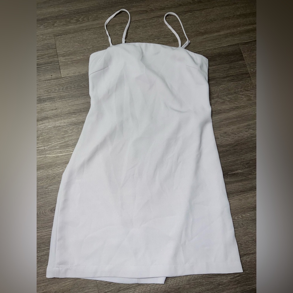 Light purple / grey toned mini dress with tie back